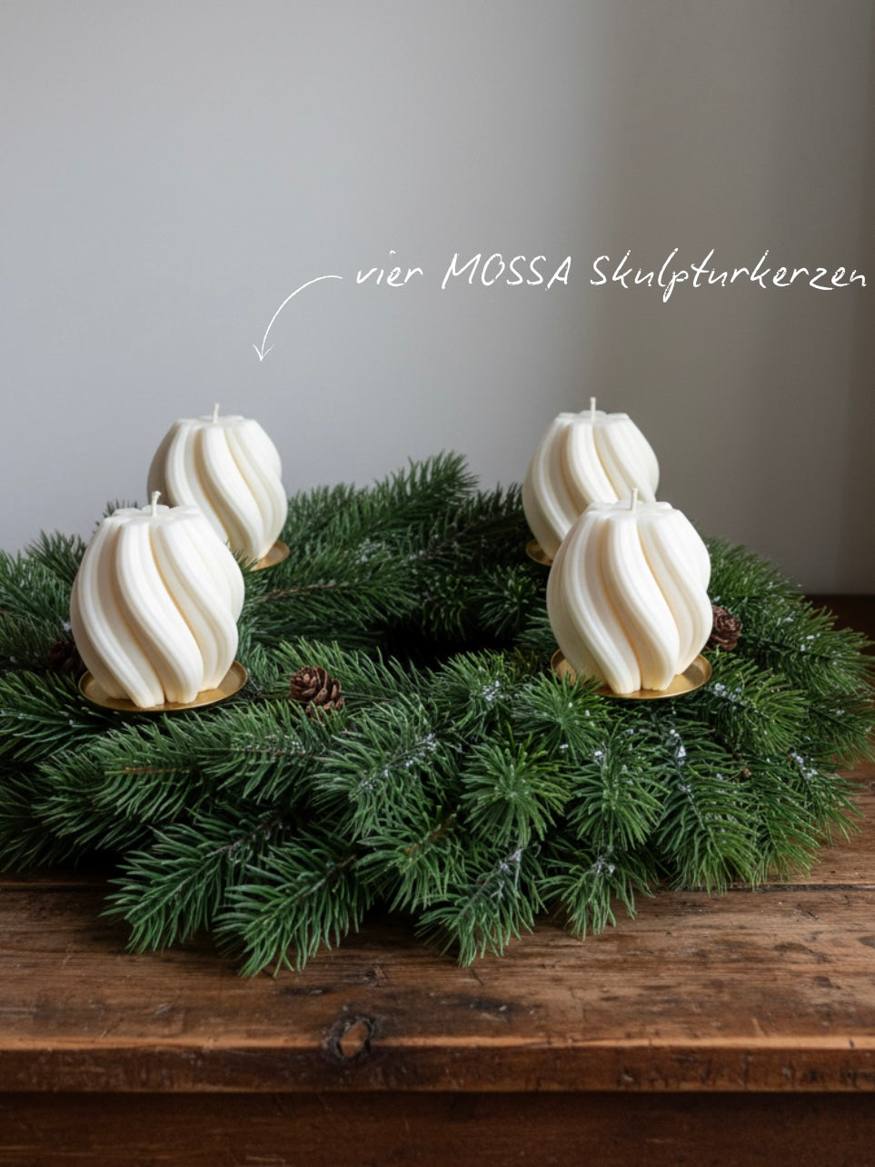 4er-Set Skulpturkerze MOSSA